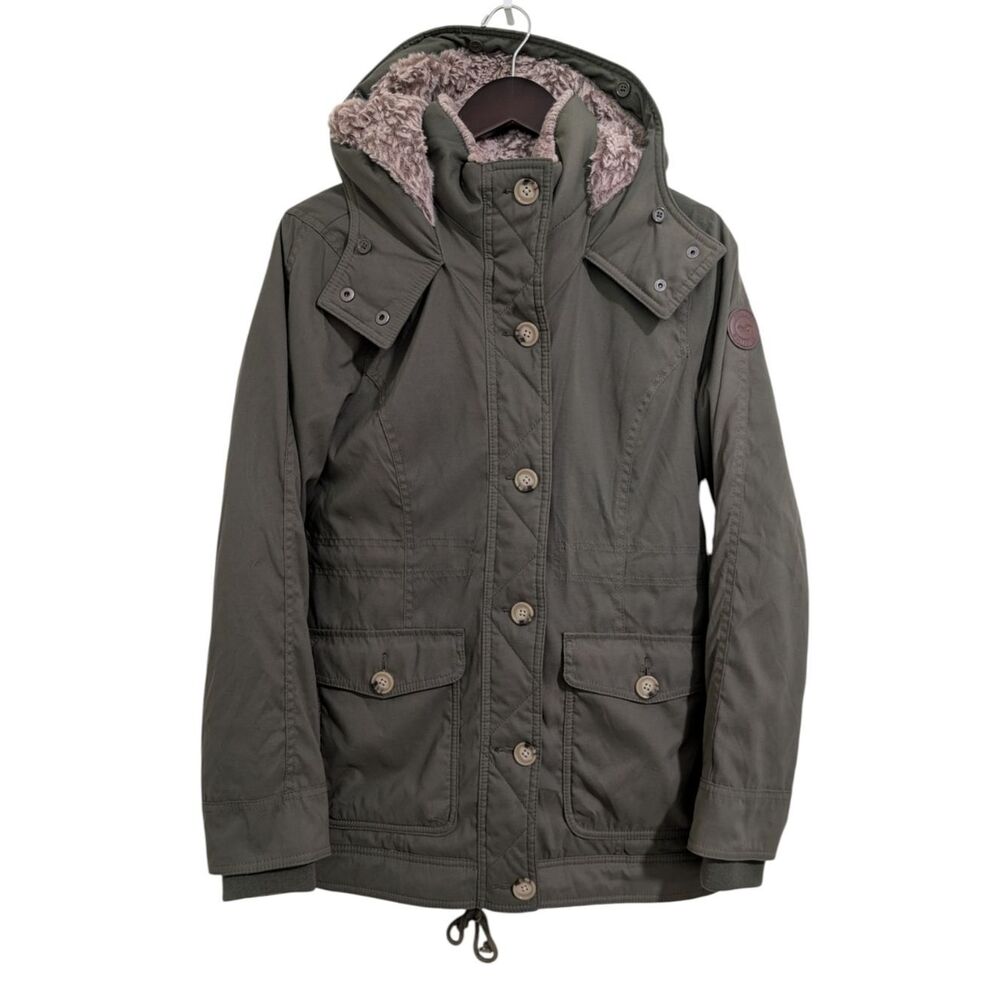 Hollister All-Weather Sherpa Lined Parka Jacket Olive Green Women's Small